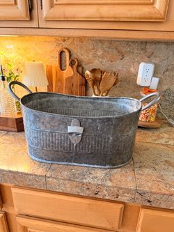 Galvanized Metal Tub with Bottle Opener