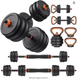 FEIERDUN Adjustable Dumbbells, 4 in1 Dumbbells Set