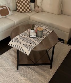 Round Wood Coffee Table with Storage