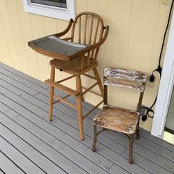 Vintage, High Chair, And Desk Chair