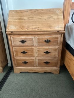 Bedside table/desk with arched top that opens