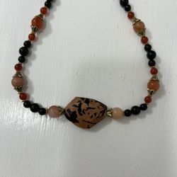 Onyx Carnelian And Jasper Necklace 