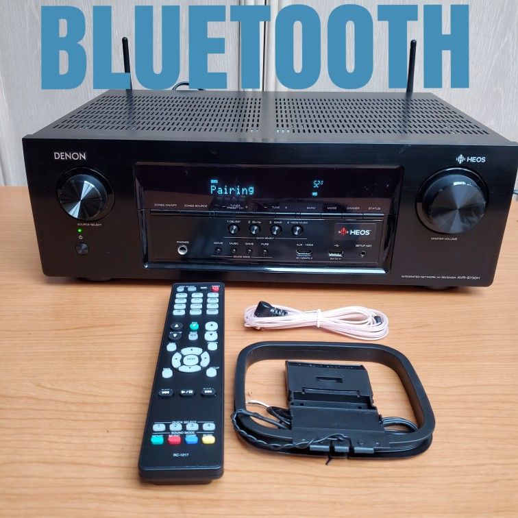 Denon Bluetooth AVR-S730H Wi-Fi Receiver Home Theater HEOS Remote AM FM Antennas 24 Hours Test Period
