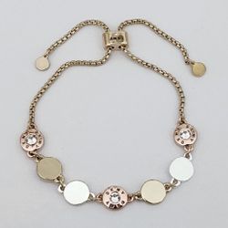 DKNY Tri-Tone Disc Adjustable Bolo Bracelet 