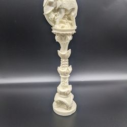 White Alabaster Elephant Statue Pedestal Figurine
