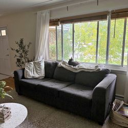 Large 88” Black Fabric Couch