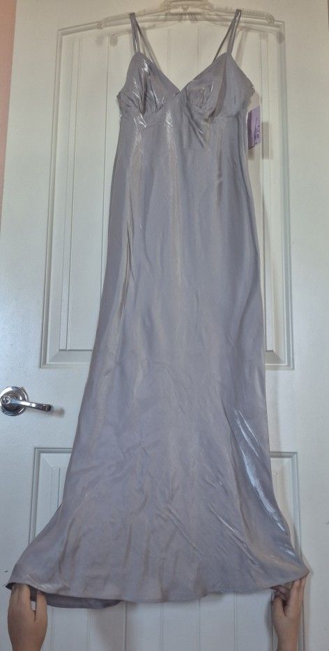 Wild Fable Women’s Long Dress Grey Iridescent Spaghetti Straps NWT Size Small