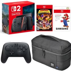 Nintendo Switch 2 Console Bundle - Donkey Kong Bananza Disc w/ Switch 2 Pro Controller, SD Card, and Case
