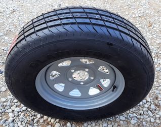 14" Gladiator Trailer Tire 205-75-14D / 14x5.5 5 Lug Silver Spk Wheel

