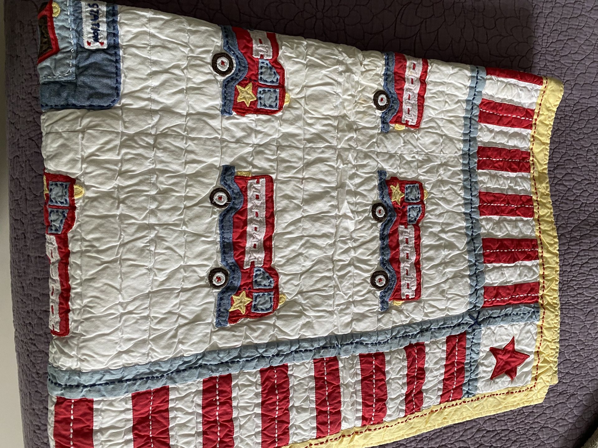 Pottery Barn For Kids Crib Blanket ( Fire Truck Theme)
