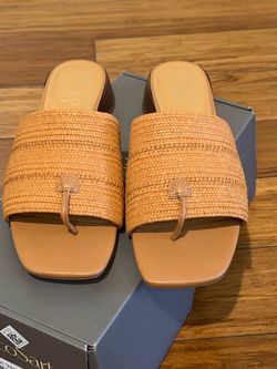 Franco Sarto Woven Raffia Slide Sandals size 8