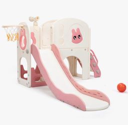 8-in-1 Toddler Slide And Climber Play Set, Kids Slide Playground With Stairs, Tunnel, Telescope