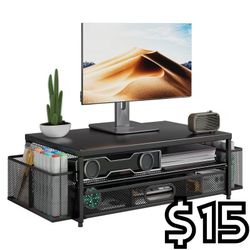 [NEW] Metal Mesh Monitor Stand with Drawer & Storage (17" Wide)