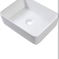 Vessel Sink Rectangular - Sarlai 19"x15" White Bathroom Sink Rectangle
