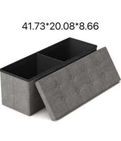 Gray Tufted Folding Storage Ottoman Bench
