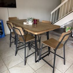 Dining Room Table  High With Six Chairs