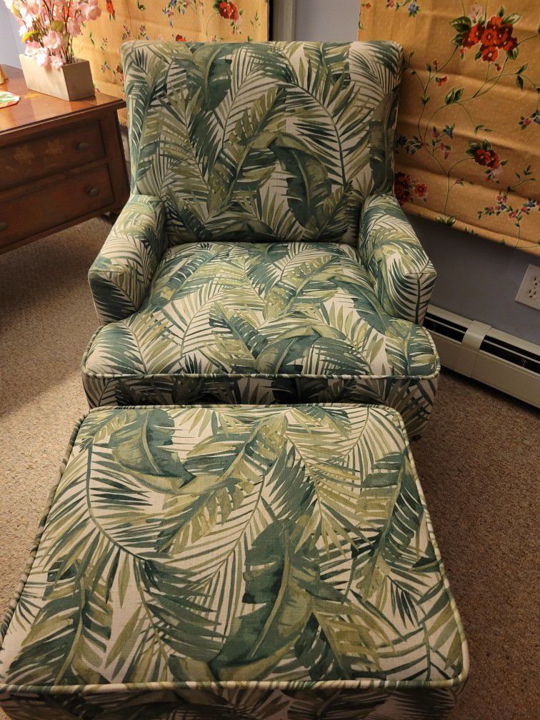 Fabric Chair And Ottoman 