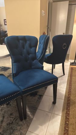 Blue Studded Dining Chairs Set of 4 Abbyson Wooden