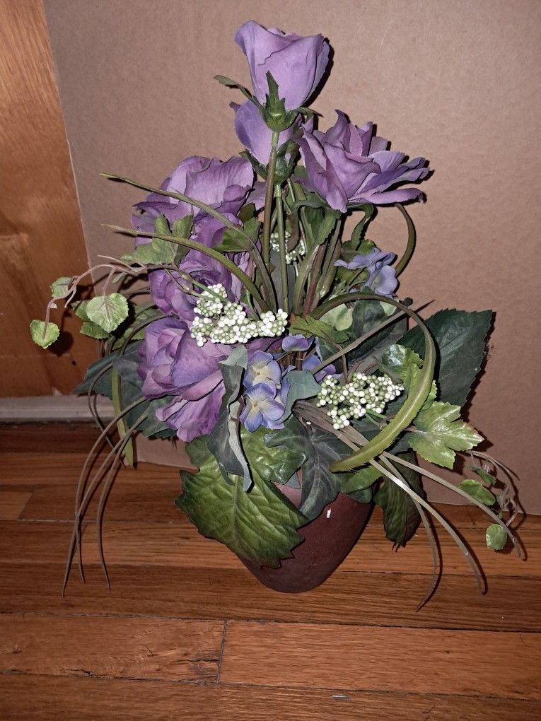 Fake Indoor Plants Flowers. Purple OR Catails