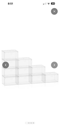 10-Pack X-Large Shoe Storage Boxes, Modular Space-Saving Shoe Organizers, Clear Plastic Stackable Sneaker Display Cases with Lids (Clear Color) (X-Lar