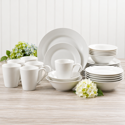 Gibson Home Noble Court 32-Piece White Dinnerware Set