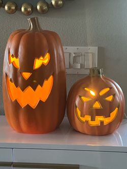 Light-Up Halloween Jack-O-Lantern Decorations Set of 2