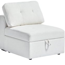 QHITTY Middle Module Seat for Modular Sofa Sectional Couch with Storage Armless Sofa Chair, Beige White