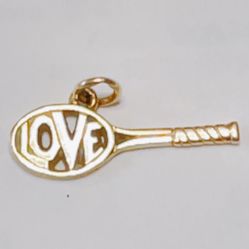 Rare 14K Gold Retired James Avery "LOVE" Tennis Racket charm