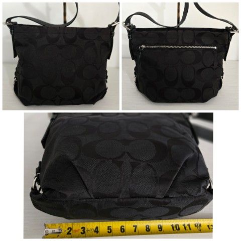 Coach Signature Hobo Duffle Crossbody or Shoulder Bag Black No.F15067