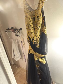 Black and gold wedding dress