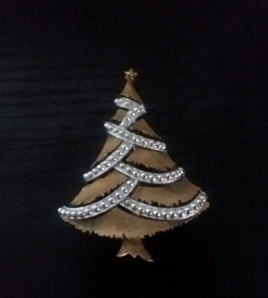 Gold And Silver Brooch 2 X 2 1/2" Christmas Tree