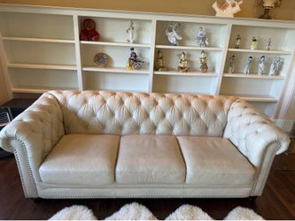 Baldwin Top Grain Leather Sofa – Cream / Ivory – Costco $2,300 New
