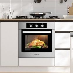 Costway 24" Built-In Electric Wall Oven with 5 Cooking Modes, 360° Convection, 2.47 Cu. Ft. Capacity, 2300W, Stainless Steel