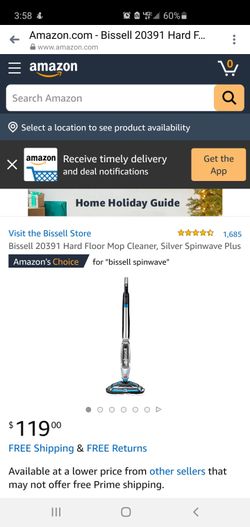 Bissell 20391 Hard Floor Mop Cleaner, Silver Spinwave Plus