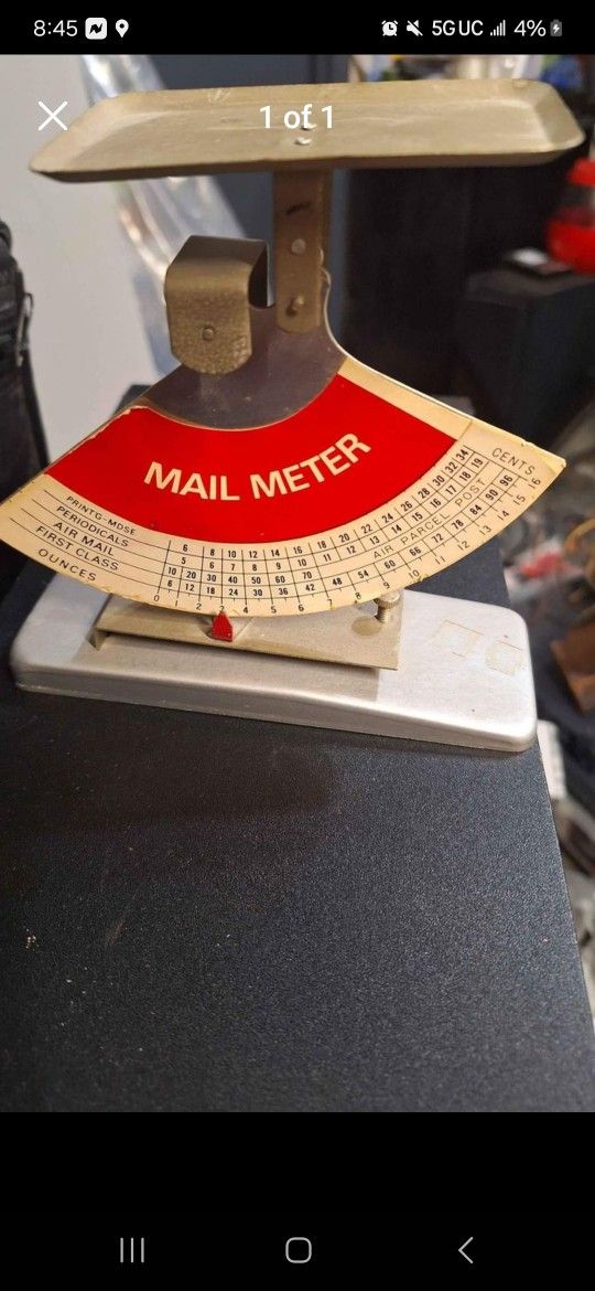 Vintage  Mail Meter 1960’s Pendulum Desk Top Postage Scale . Antique