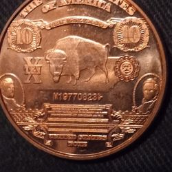 10 DOLLARS   1 OZ .999. COPPER COIN