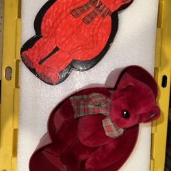 Vintage (Meium) Christmas Teddy Bear: Haus Of Klaus Orange Ca Vintage