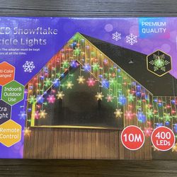 LED Snowflake Icicle Lights( 33 Feet With Remote Control) 