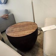 Round wood end table