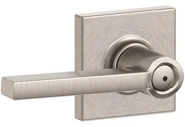 Schlage Latitude Privacy Lever ā Satin Nickel