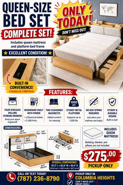 Complete queen-size bed set including a queen mattress