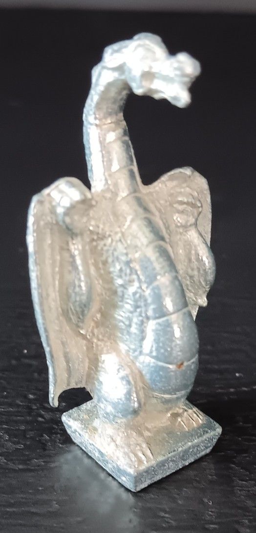 1980 Mattel Dungeons And Dragons Pewter Dragon Play Piece 2" Tall.