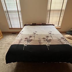 Queen Bed, Mattress, Boxspring with metal frame