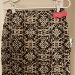 Black and Gold Xhilaration Mini Skirt with Brocade Style Print.