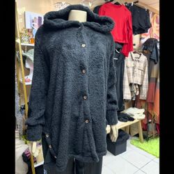 Women's Black Plush Coat