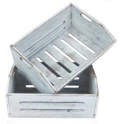 Farmhouse White Wash Crates! 2 pack! Brand new! See all pics!