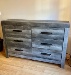 6-Drawer Dresser in Gray and Matching Nightstand