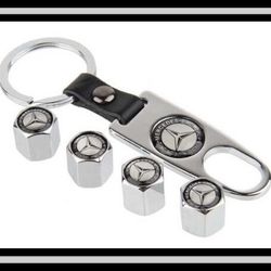 ➡️Mercedes Benz Tire Valve Stem Caps (Set of 4) Plus Keychain