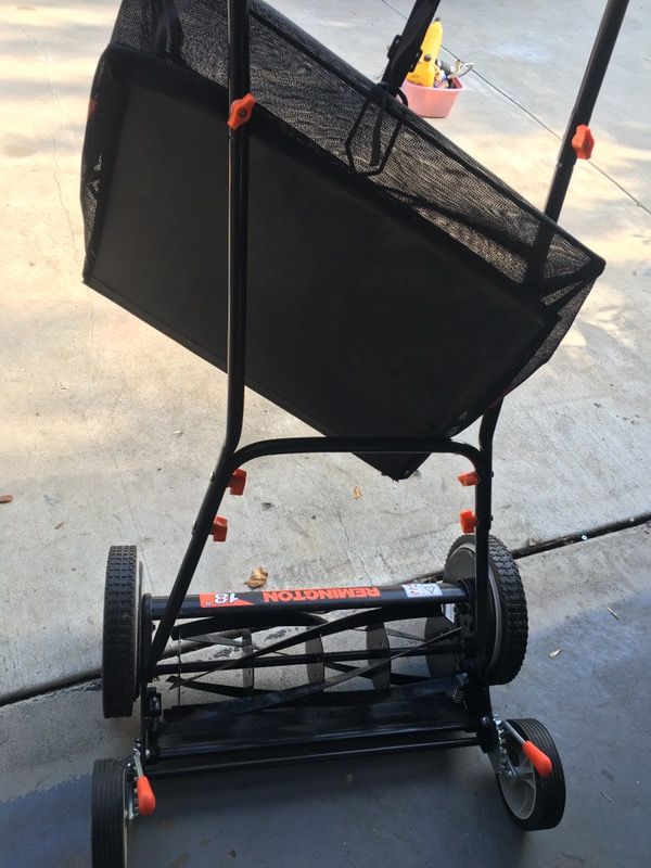 Push Reel lawn mower with bag grass catcher.