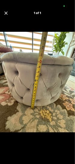 Light blue velvet ottoman